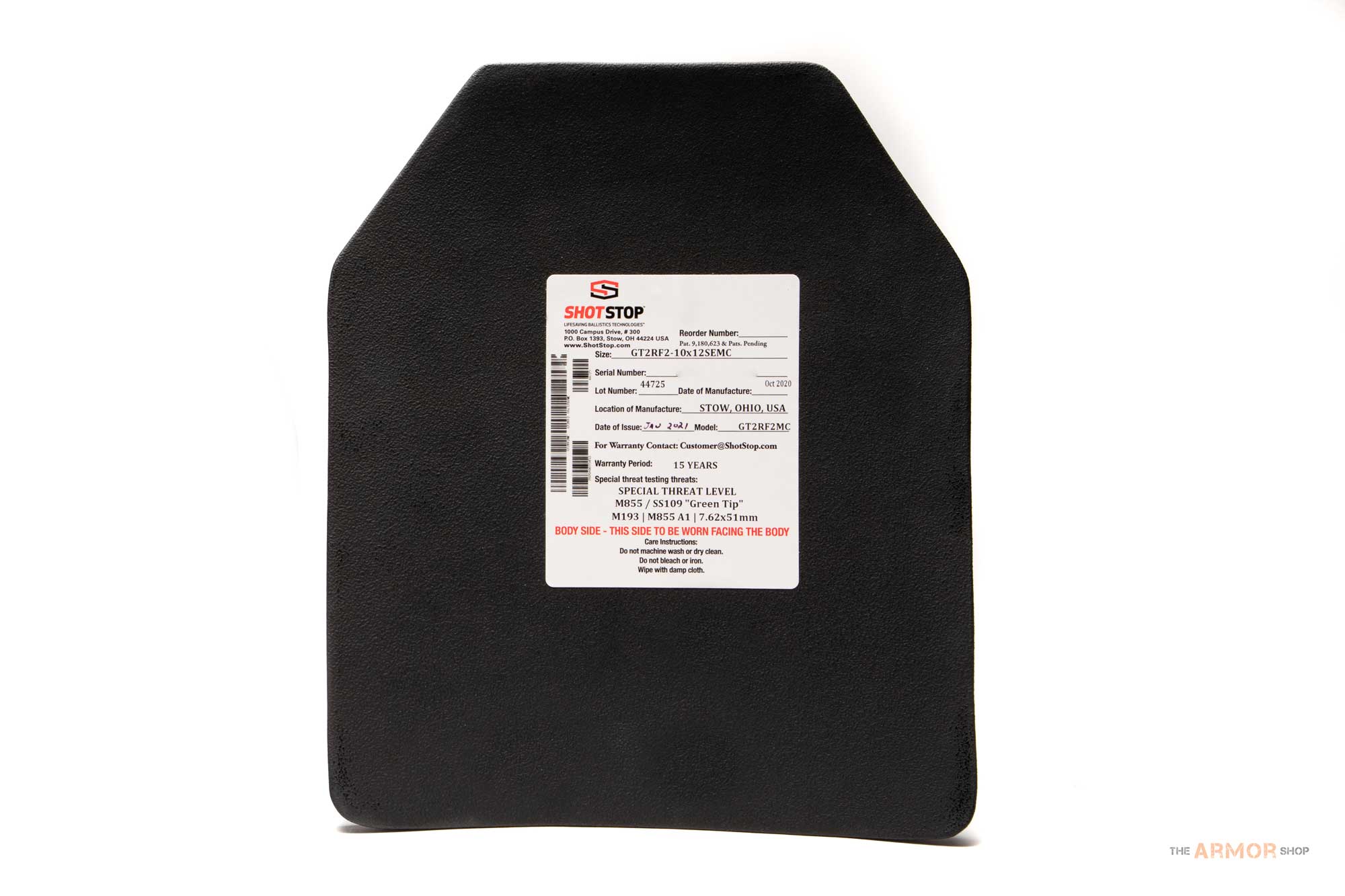 ShotStop Duritium® GT2 Sapi (Back) Plate