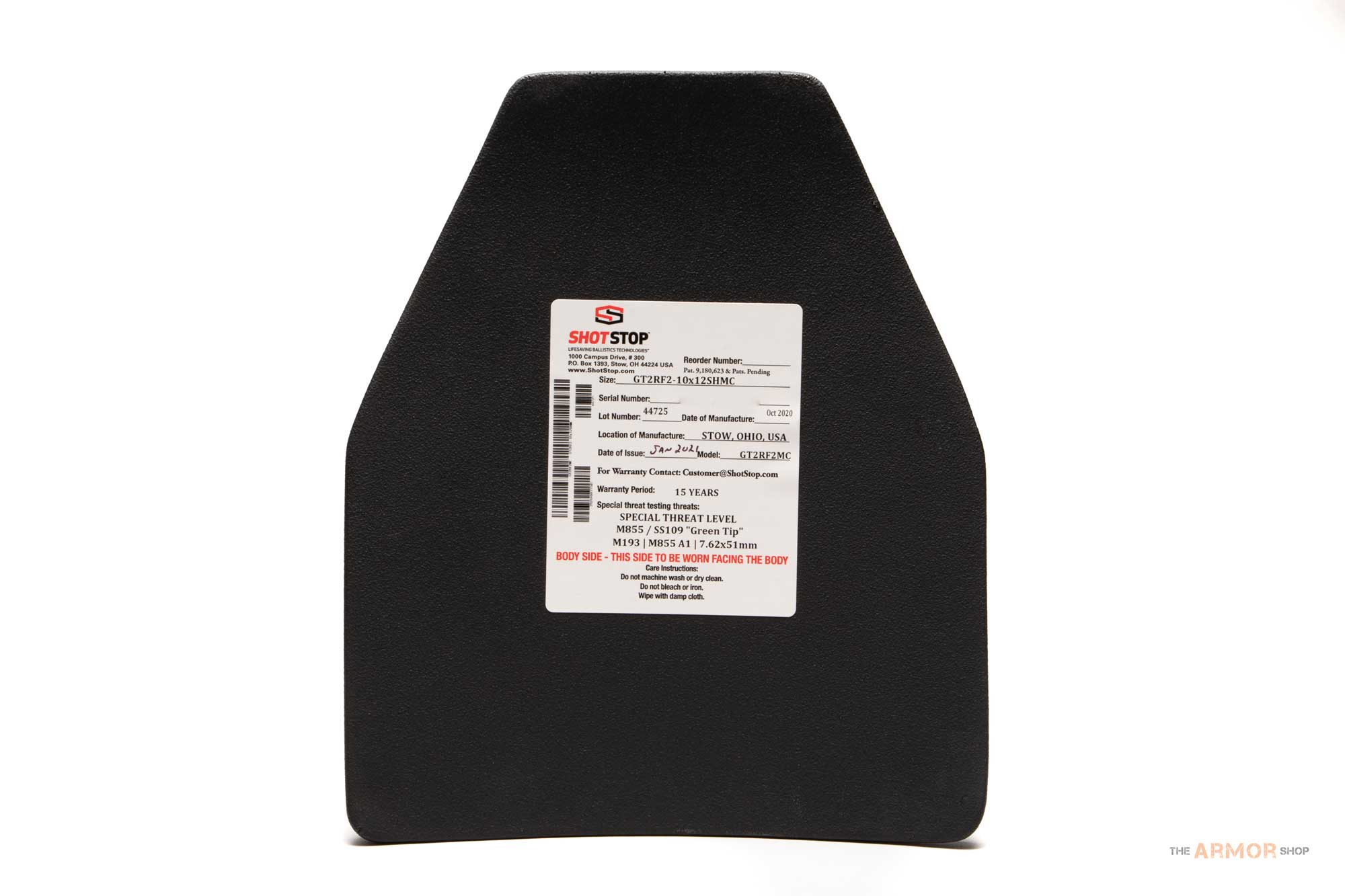 ShotStop Duritium® GT2 Shooter (Front) Plate