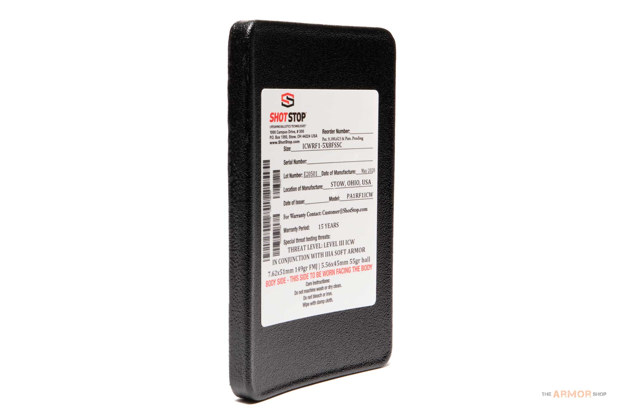 ShotStop Duritium® III ICW - Level III Body Armor 5 x 8 Full Size