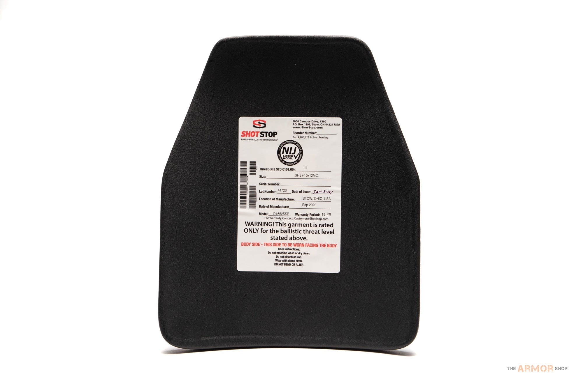 ShotStop Duritium® III+PA Shooter (Front) Plate