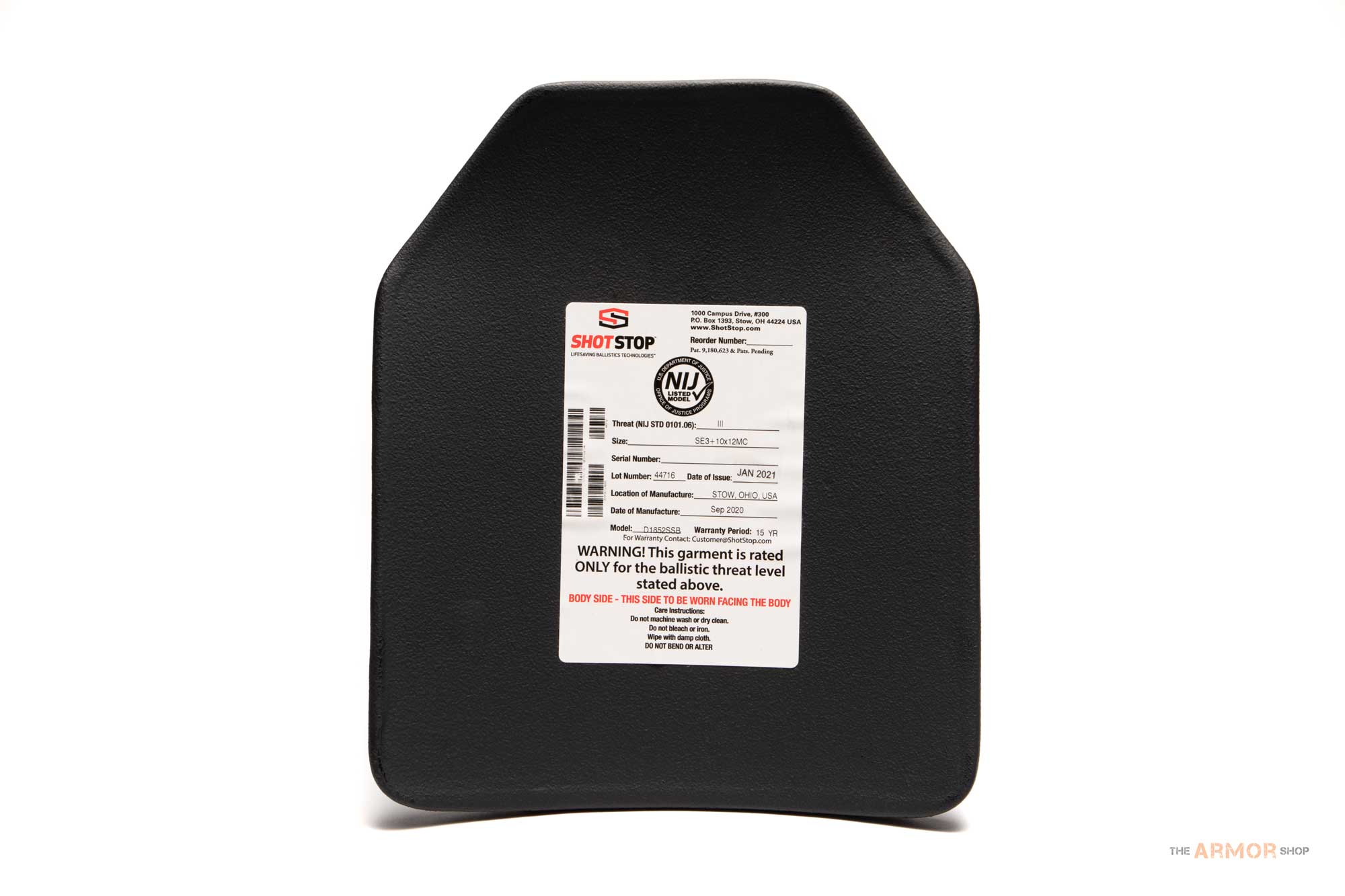 ShotStop Duritium® III+PA Sapi (Back) Plate