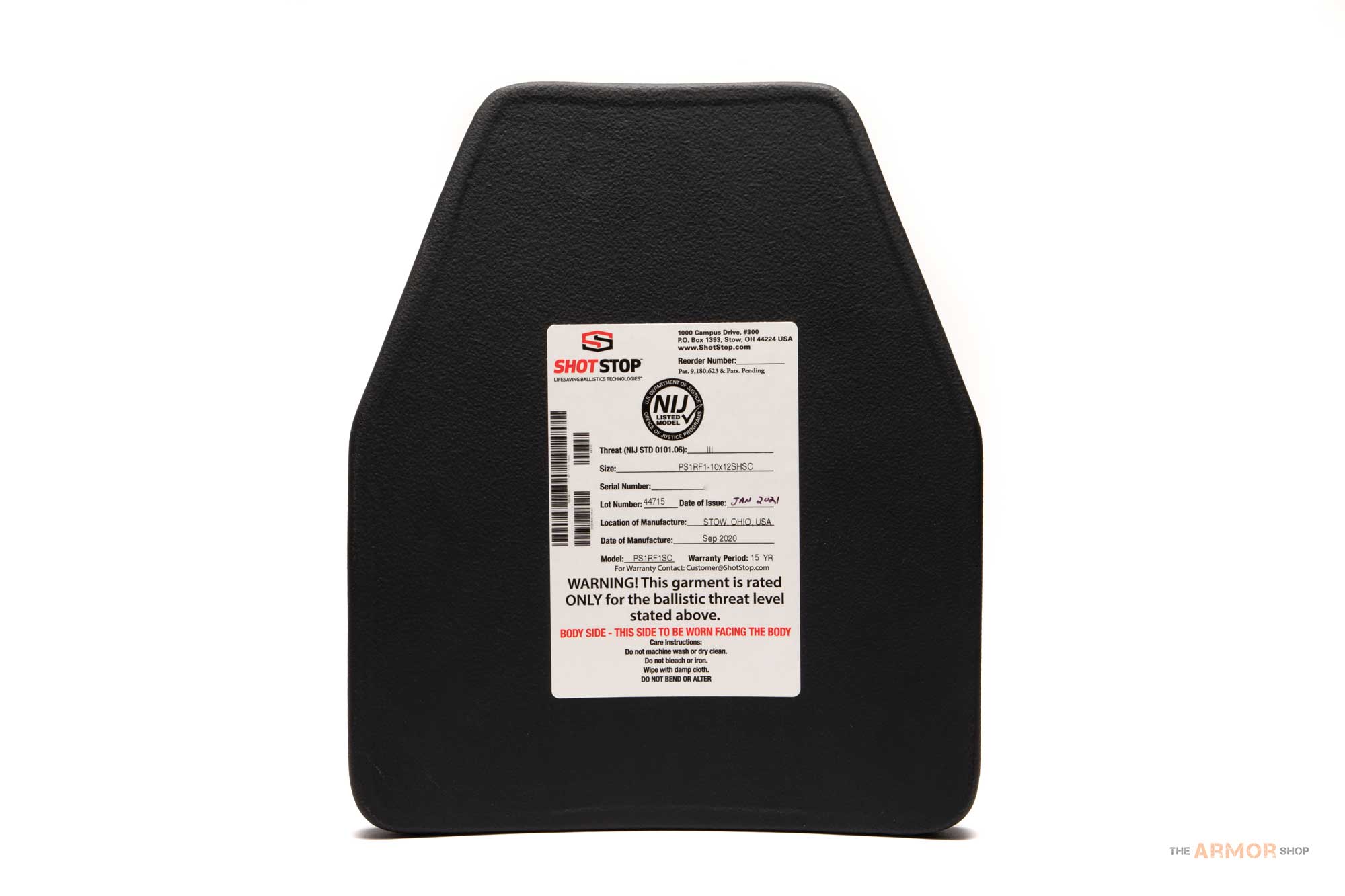 ShotStop Duritium® III+PS Shooter (Front) Plate