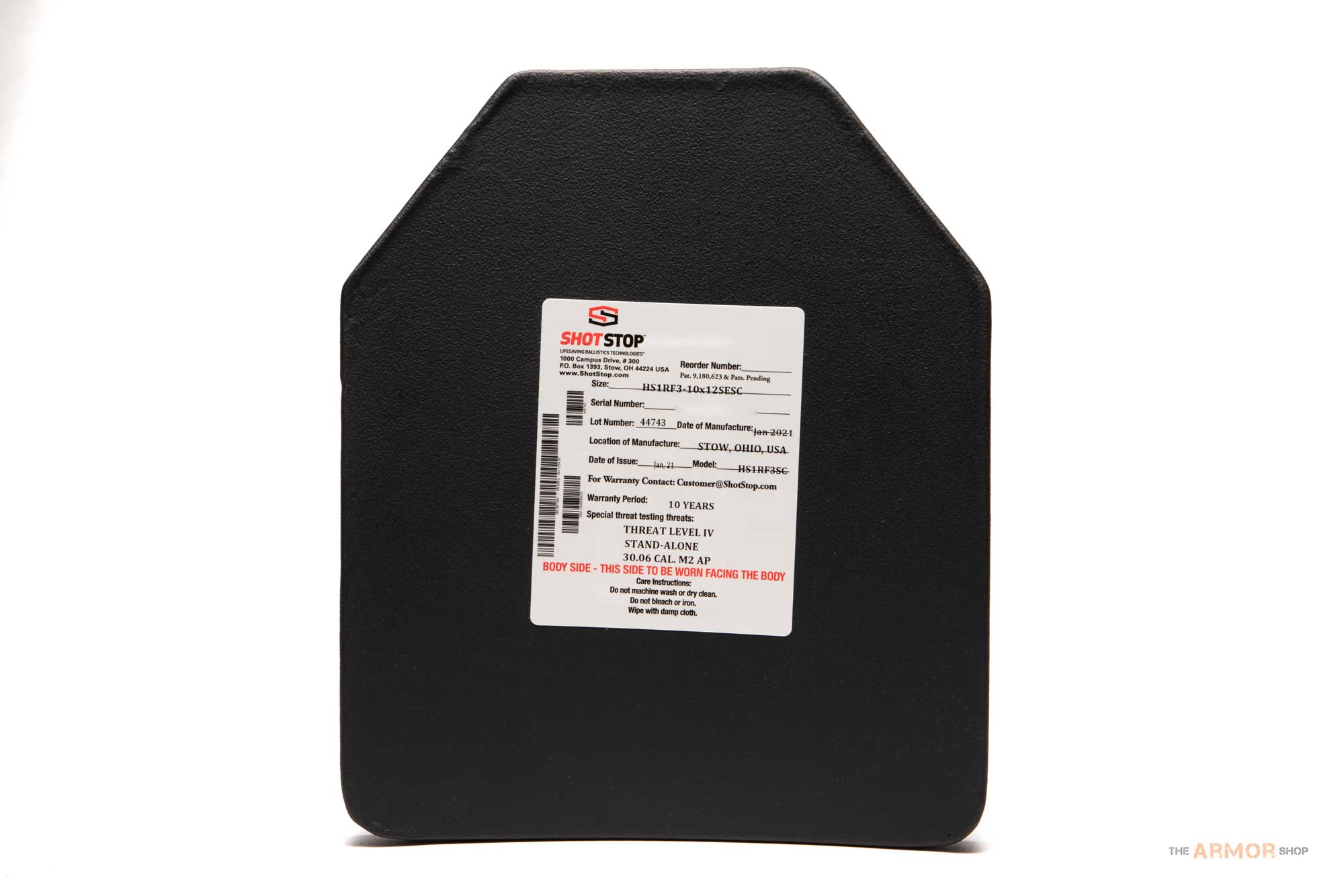 ShotStop Duritium® IV+HS Sapi (Back) Plate