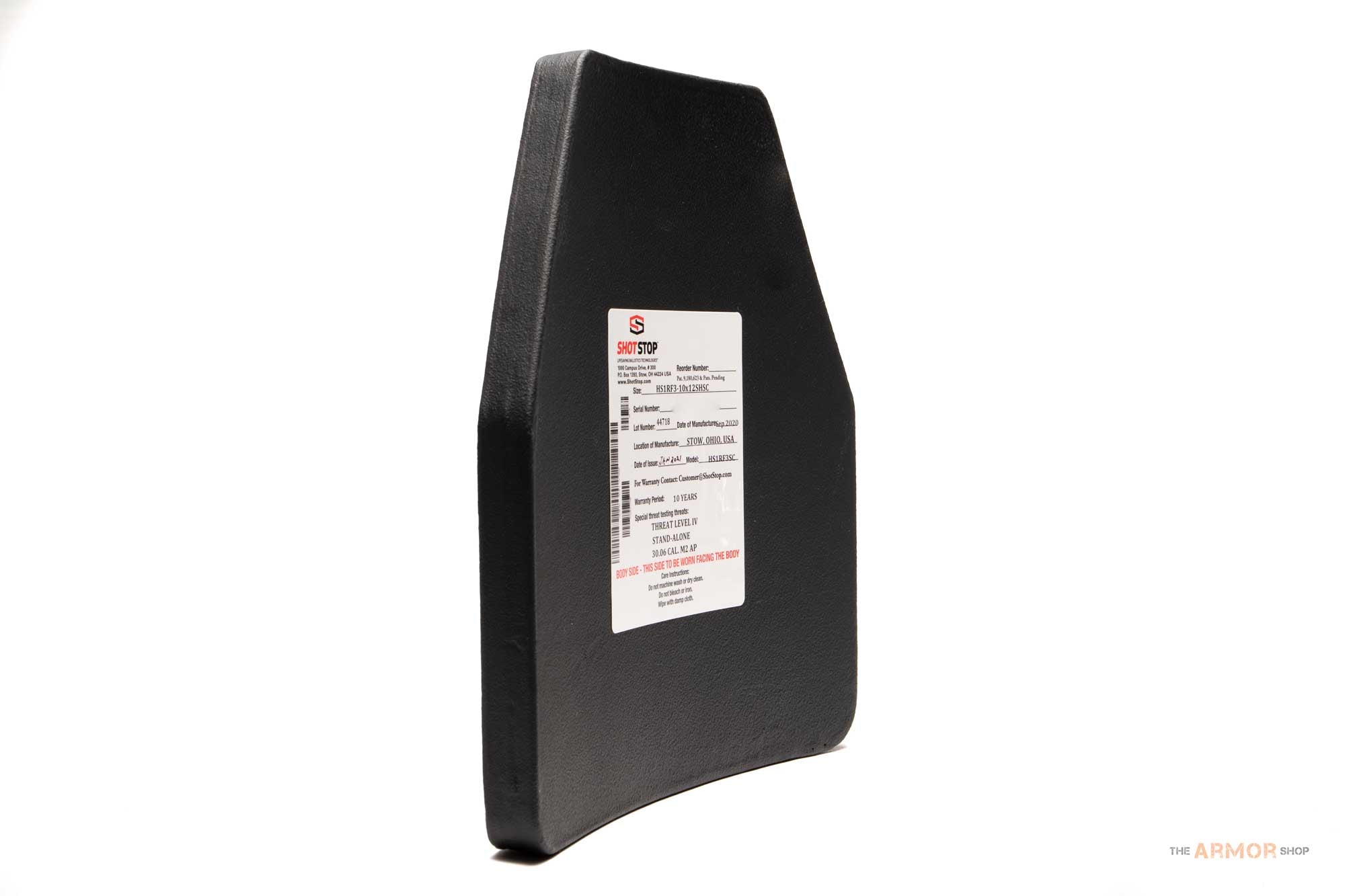 ShotStop Duritium® IV+HS Shooter (Front) Plate